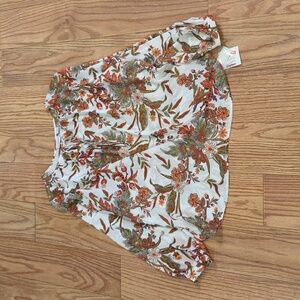 Liz Claiborne white floral blouse fall colors plus size 2XL NEW with tags
